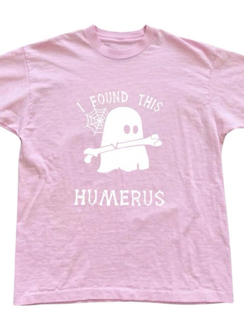 Gildan Pink Halloween Graphic Tee with Ghost Humerus
